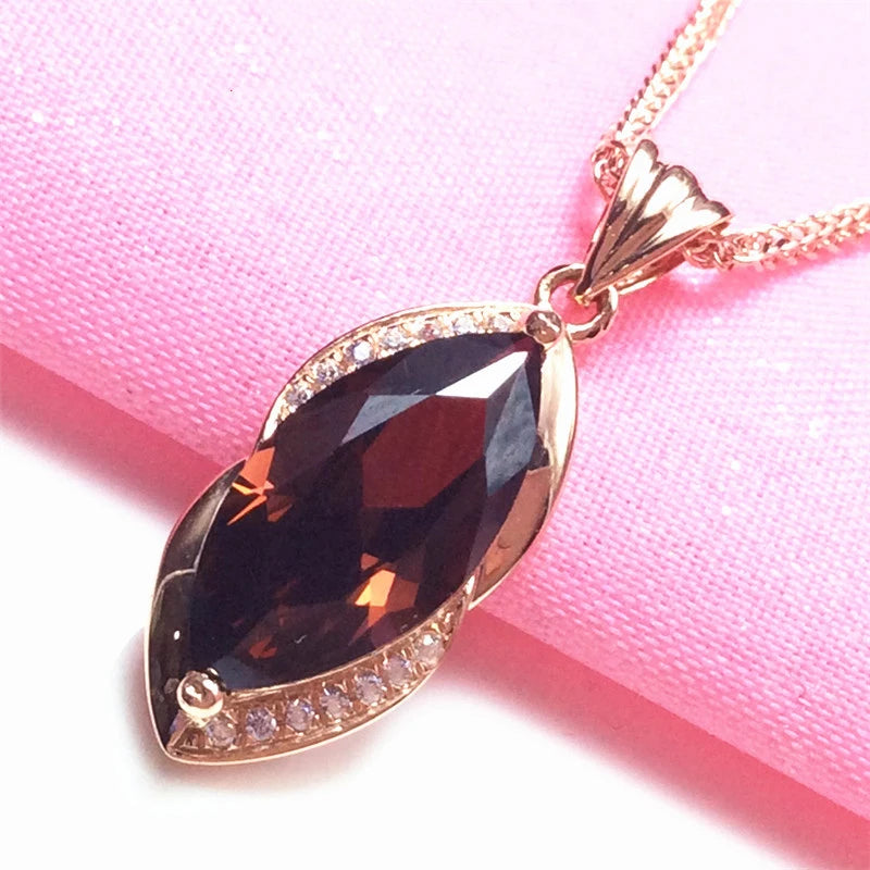 585 Lila Vergoldetes 14K Roségold Marquise Rubin Damen Schmuckset Luxus Hochzeit