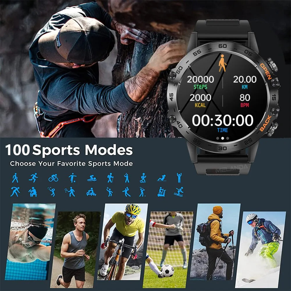 Smartwatch Bluetooth Anruf Wasserdicht Männer Smart Watch Android Gesundheitsuhr Amoled Smart Watch