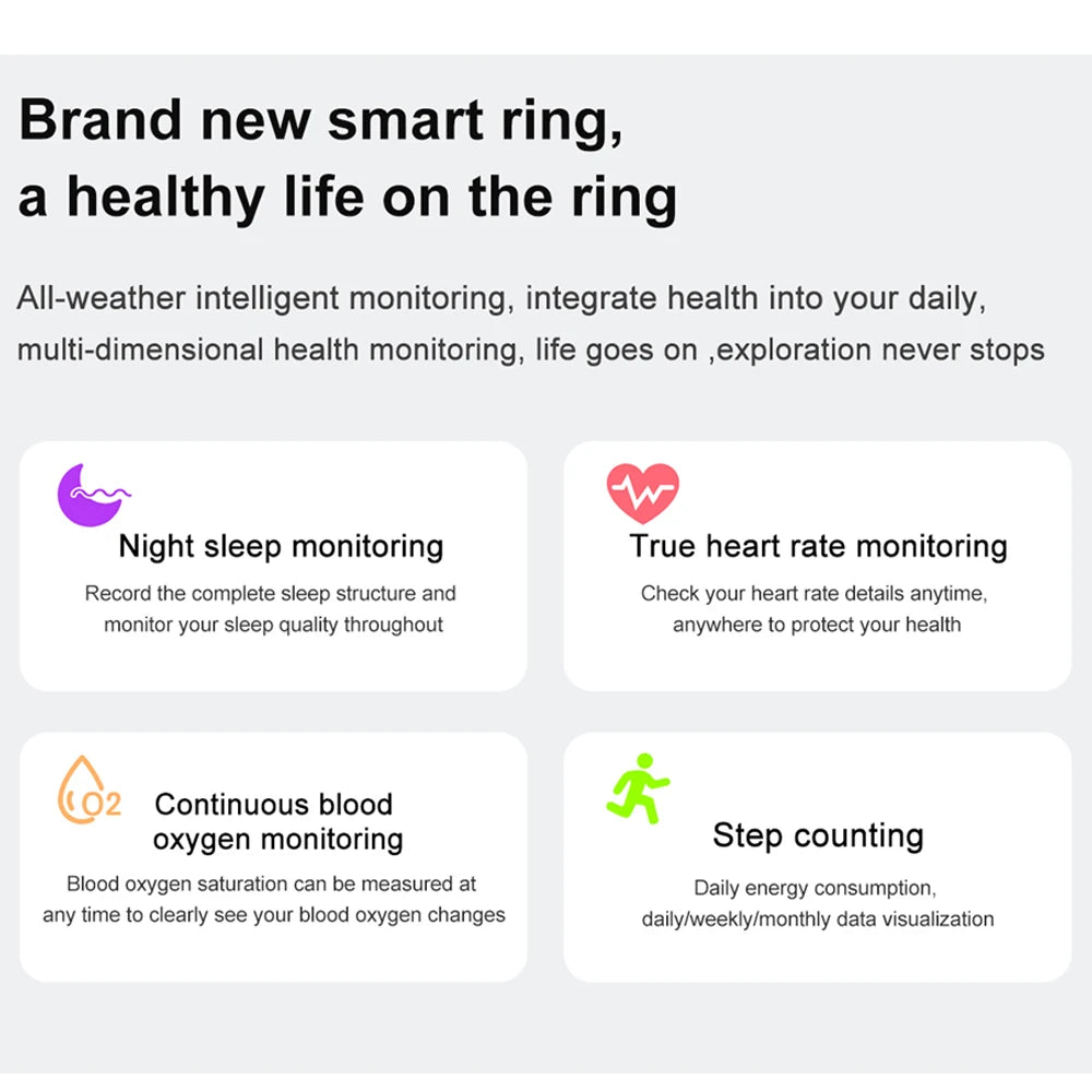 Smart Ring Gesundheitsring wasserdicht Herzfrequenz Blut Sauerstoff Monitoring