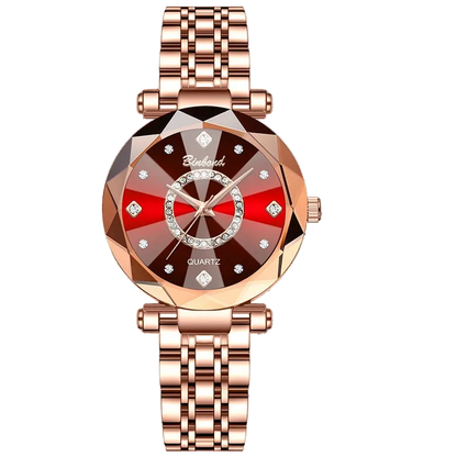 Kristalluhr für Damen von BINBOND Ocean Star – Luxuriös in Roségold