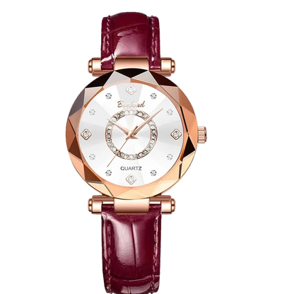 Kristalluhr für Damen von BINBOND Ocean Star – Luxuriös in Roségold