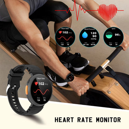 Fitness Smartwatch mit Bluetooth-Anruf, Herzfrequenz-Tracker und Musiksteuerung