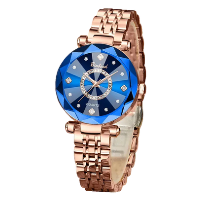 Kristalluhr für Damen von BINBOND Ocean Star – Luxuriös in Roségold