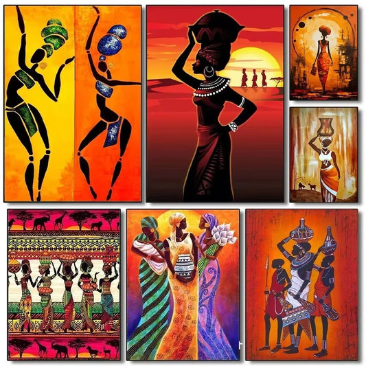 Afrikanische Traditionelle Kultur Plakat Drucke für Wohnzimmer - Stilvolle Leinwandkunst