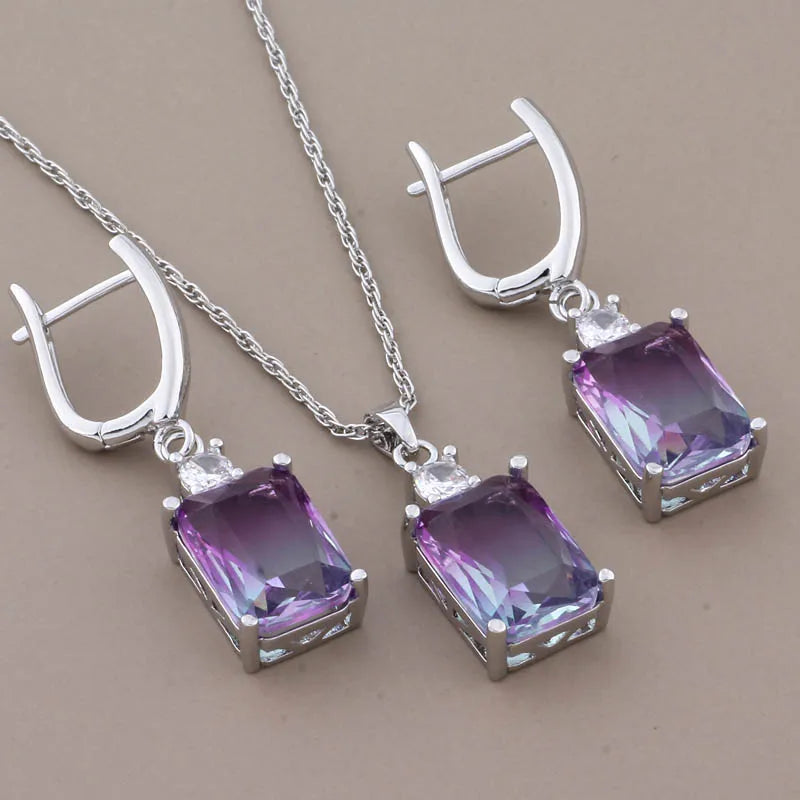 Luxus Hochwertige Zirkon Quadratische Ohrringe Set 585 Roségold Schmuck für Frauen