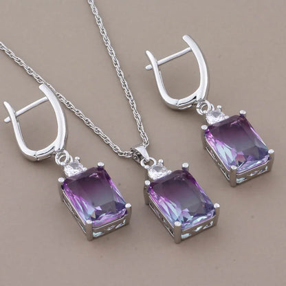 Luxus Hochwertige Zirkon Quadratische Ohrringe Set 585 Roségold Schmuck für Frauen