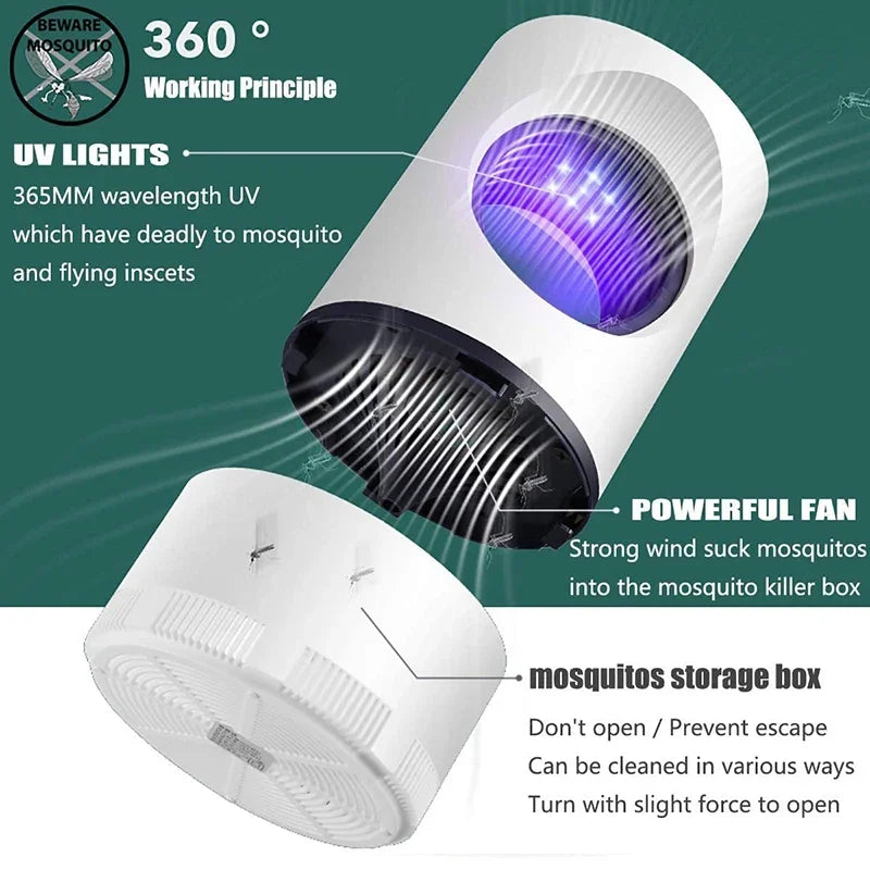 Mückenvernichter Elektrische Lampe mit USB Muggen Insektenvernichter Bug Zapper Anti Fly LED Falle Licht