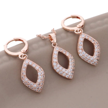 Fashion Woman Unusual Earrings Luxus Hohe Qualität 585 Roségold Zirkon Set für Eleganz
