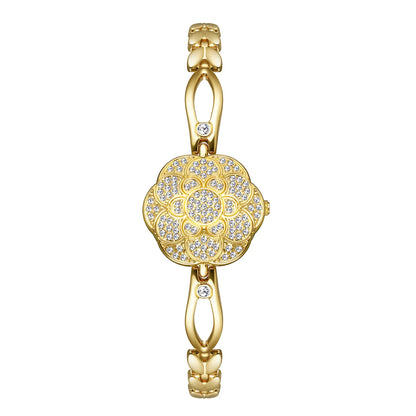 Luxus Damenuhr Blume Quarz Diamant Steinbesatz Design