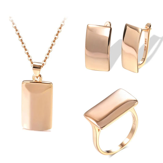 Quadratische Geometrische 585er Goldfarbe Schmucksets Für Frauen, Eleganz Für Jeden Anlass