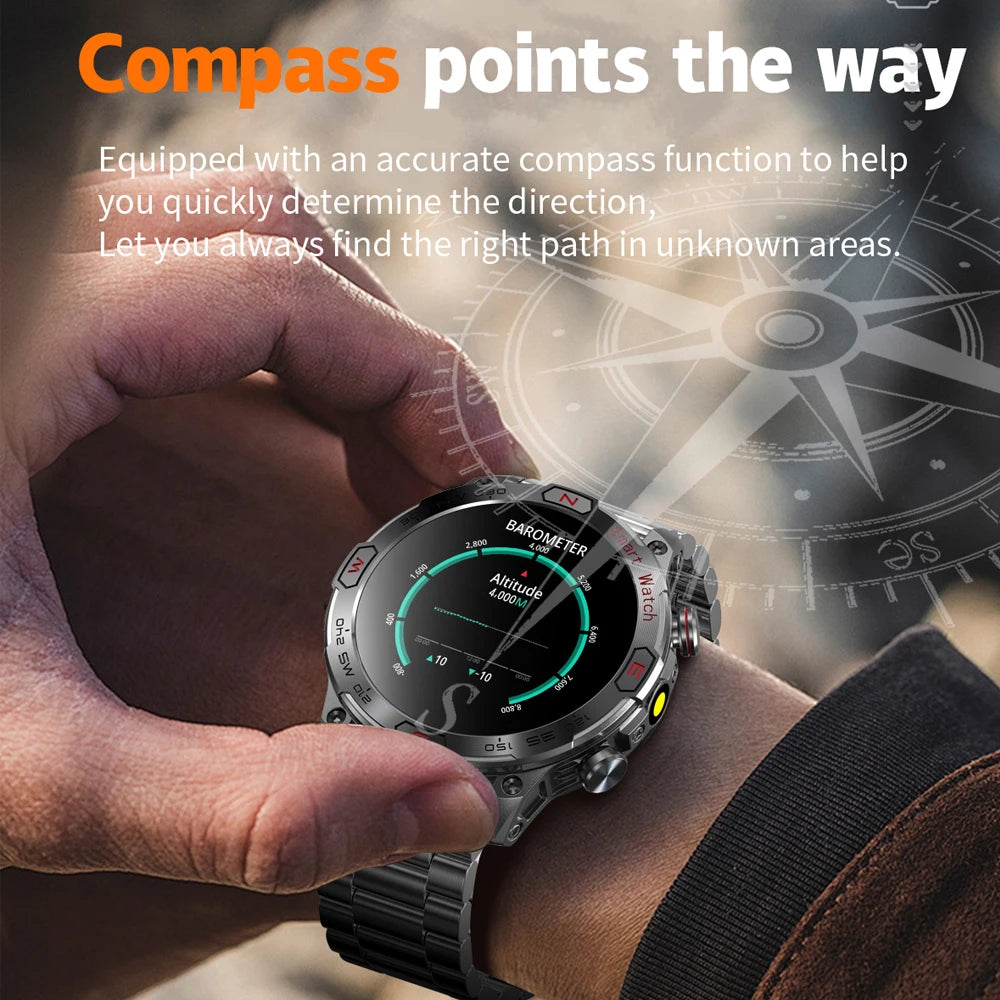 Smartwatch Blutdruckmessung LED, Outdoor Kompass, GPS NFC Amoled Smart Watch Uhr Gesundheitsuhr