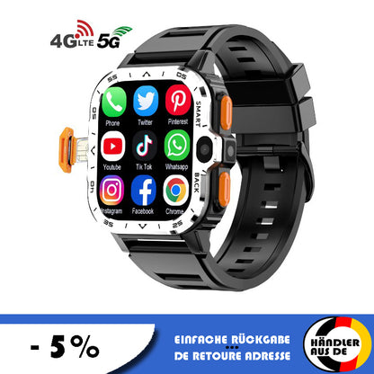 Smartwatch Herren mit Sim-Karte 4G, HD Kamera NFC GPS Bluetooth, 64 GB Smart Uhr