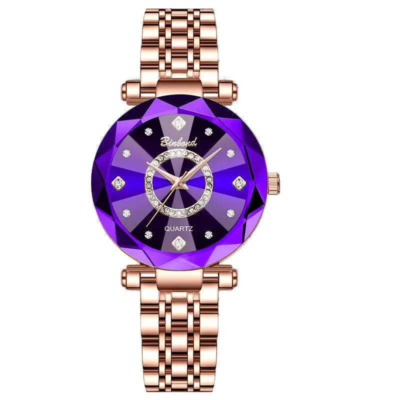 Kristalluhr für Damen von BINBOND Ocean Star – Luxuriös in Roségold