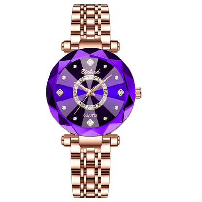 Kristalluhr für Damen von BINBOND Ocean Star – Luxuriös in Roségold