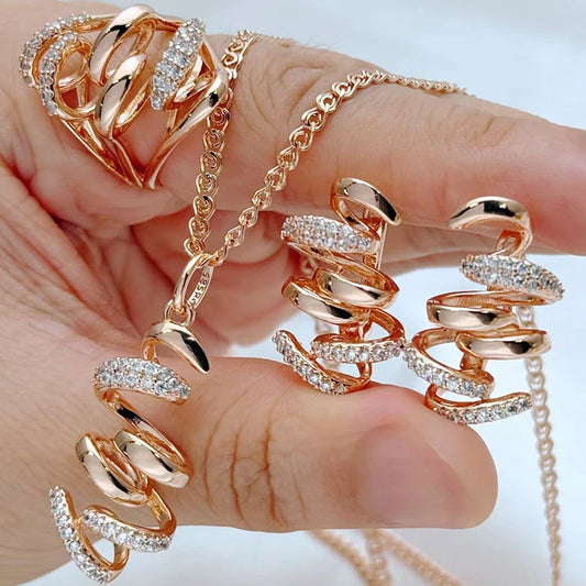Rose Gold Hochzeit Schmuck Set Geometrische Zirkon Damen