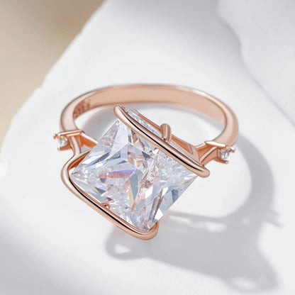 Weißes Zirkon Schmuckset Für Damen Rosegold Ring Ohrringe
