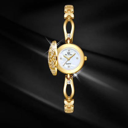 Luxus Damenuhr Blume Quarz Diamant Steinbesatz Design