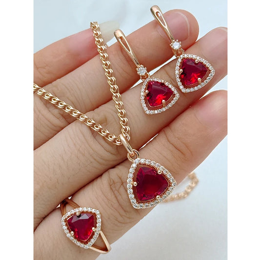 Roségold Dreiteiliges Zirkon Schmuckset Für Damen Luxus