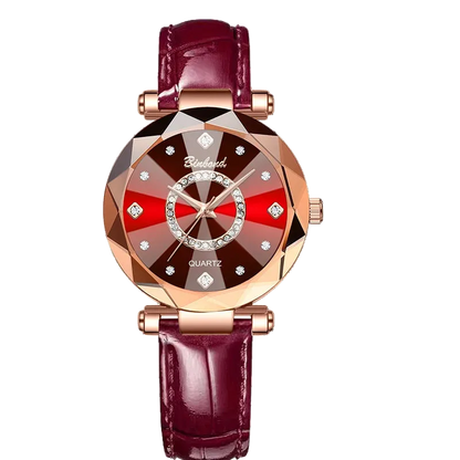 Kristalluhr für Damen von BINBOND Ocean Star – Luxuriös in Roségold