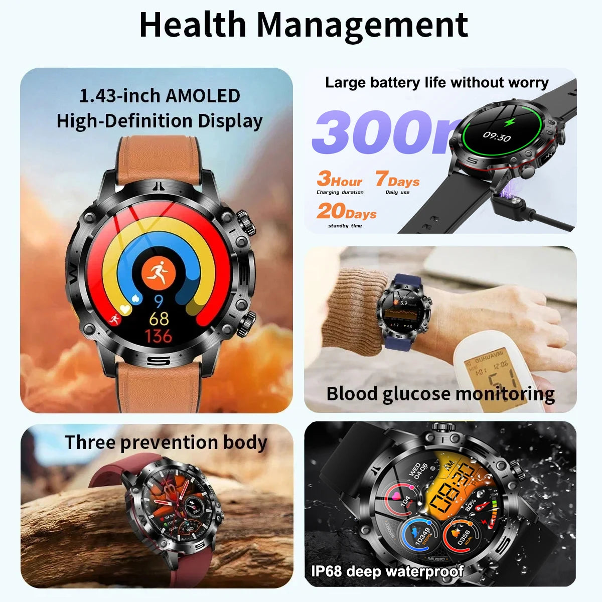 Smartwatch Gesundheitsuhr Telefonieren Fitnesstracker Gesundheit Uhr Smart Watch Blutfette Blutzucker