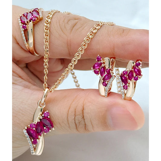 Rose Gold Ethnische Vintage Schmuckset Drei Stücke Damen