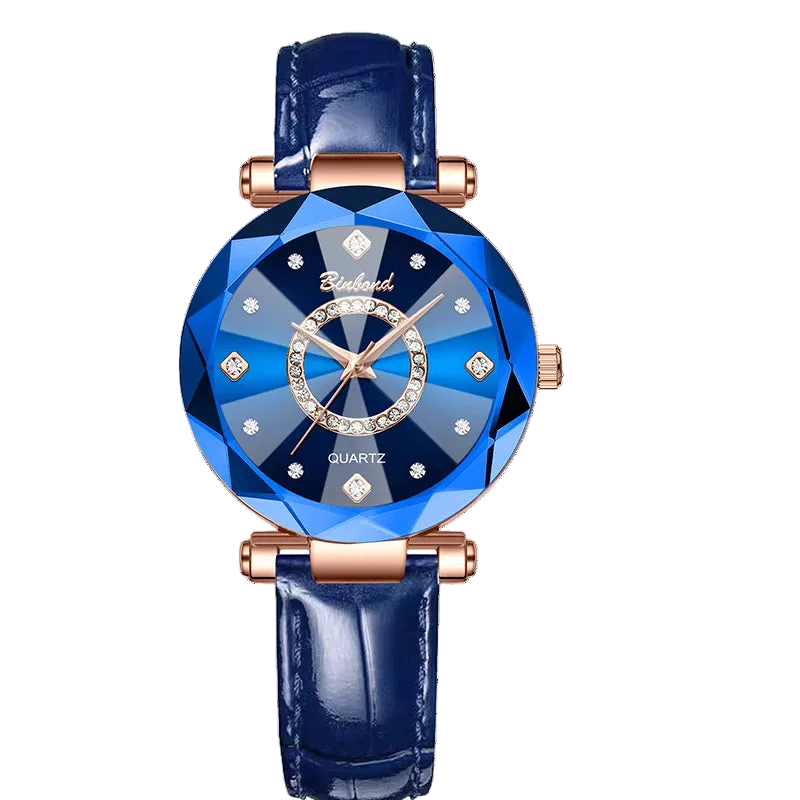 Kristalluhr für Damen von BINBOND Ocean Star – Luxuriös in Roségold