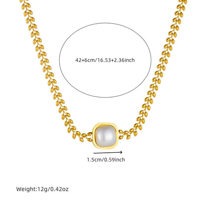 316L Edelstahl Quadrat Große Perle Halskette, Ohrringe, Ring Set für Eleganz