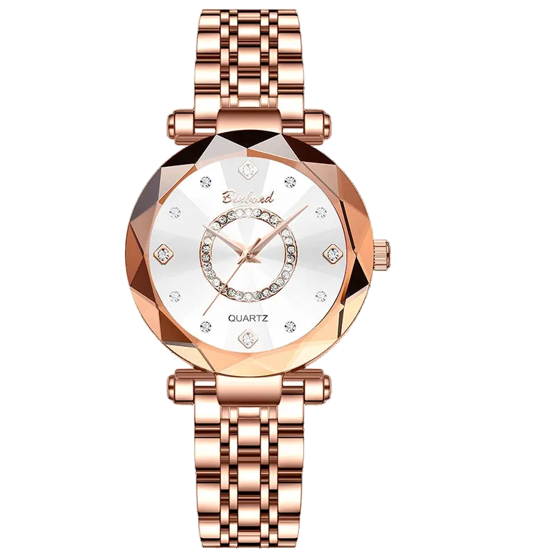 Kristalluhr für Damen von BINBOND Ocean Star – Luxuriös in Roségold