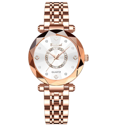 Kristalluhr für Damen von BINBOND Ocean Star – Luxuriös in Roségold