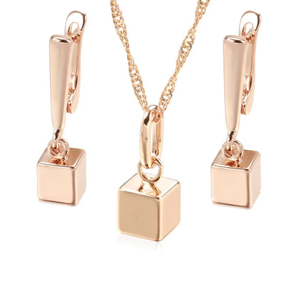 Geometrische Würfel-Schmucksets für Damen, Eleganz in 585 Gold für besondere Anlässe