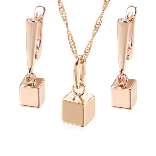 Geometrische Würfel-Schmucksets für Damen, Eleganz in 585 Gold für besondere Anlässe