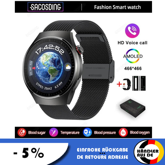 Neu Amoled Smartwatch 466*466 Bildschirm Männer Uhr Sport Fitness tracker Bluetooth Anruf