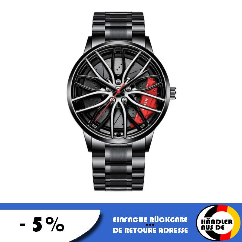 Felgenuhr Armbanduhr Felge Auto Sport Uhr, Bremssattel Uhr Felgen Armbanduhr 3D Quarz Edelstahl