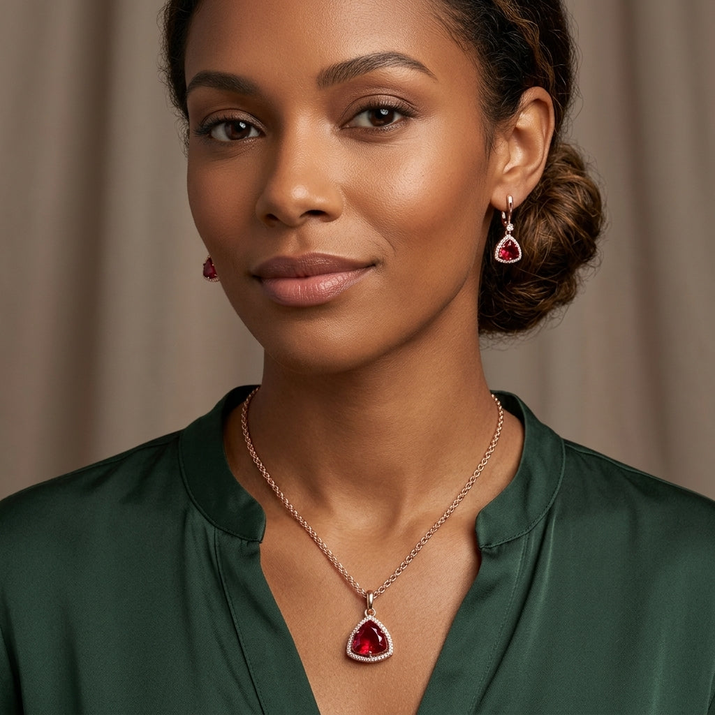 Roségold Dreiteiliges Zirkon Schmuckset Für Damen Luxus