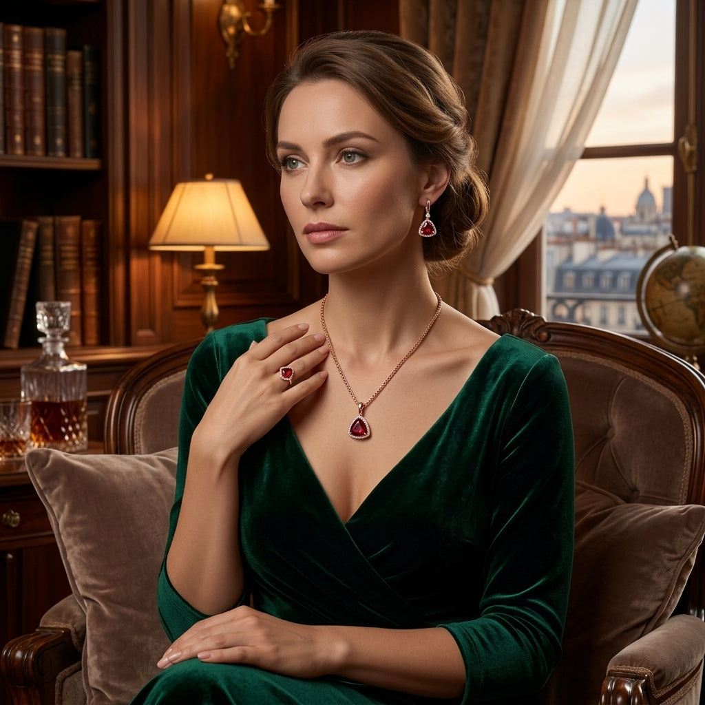 Roségold Dreiteiliges Zirkon Schmuckset Für Damen Luxus