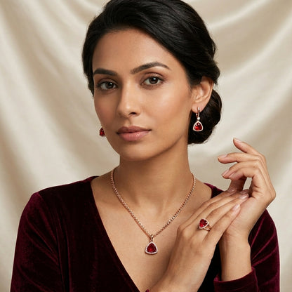 Roségold Dreiteiliges Zirkon Schmuckset Für Damen Luxus