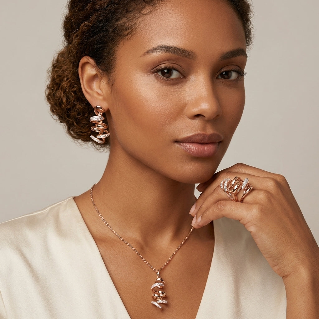 Rose Gold Hochzeit Schmuck Set Geometrische Zirkon Damen