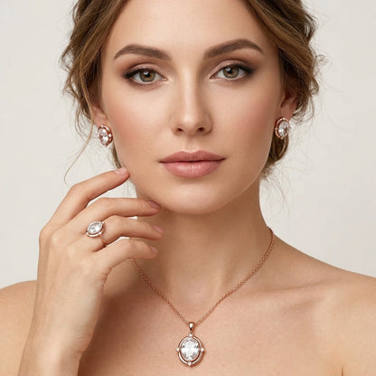 Schmuckset Ovaler Zirkon Alltagsschmuck Roségold