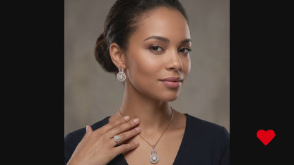 Parure Zircon pour Femme Bague Boucles d'Oreilles Collier Or Rose