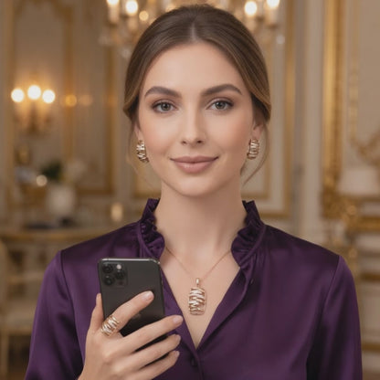 Roségold Hochzeit Schmuck Set Zirkonia Damen Elegant